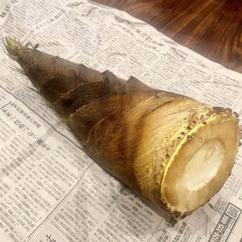 朝掘り筍を近くの自然食品店で購入し...