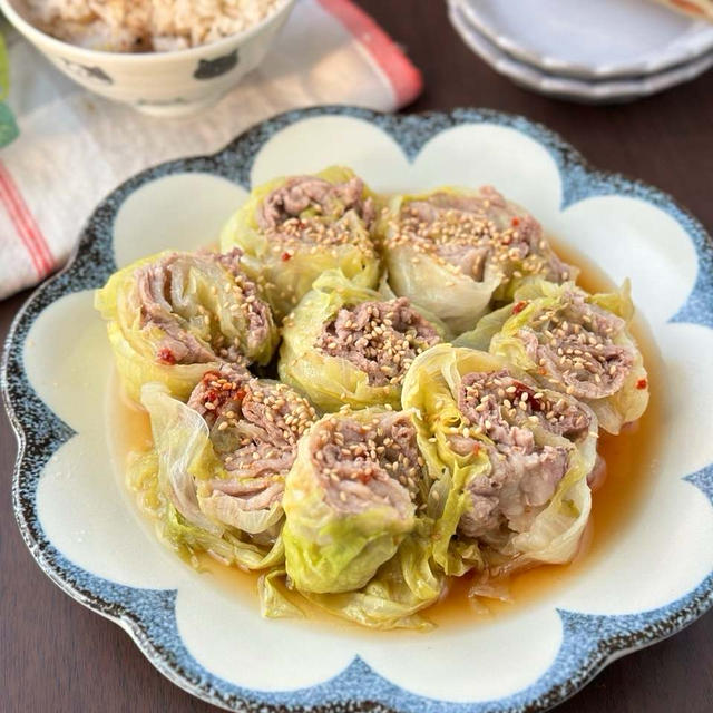 レンチン完成☆よだれがでまくる豚こまのレタス巻き