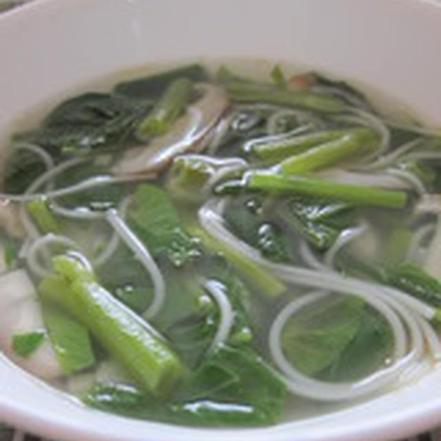 「空芯菜と素麺の中華スープ」