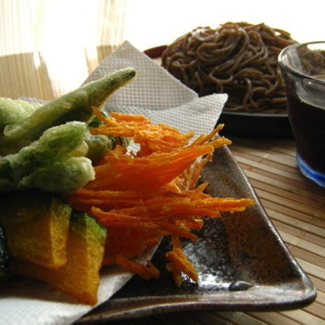 野菜の天ぷらと十割そばランチ