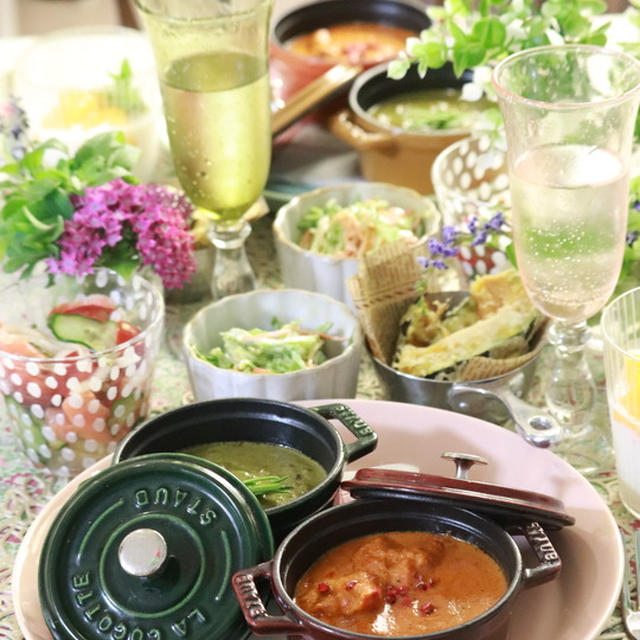  【献立】2種類カレーでカレー屋さんごっこ。と　献立。ベランダと梅
