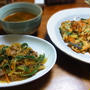 韓国飯。チャプチェ＆チヂミ＆ユッケジャンスープ。