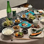 焼鮭と青のりのお茶漬けを食べるための和食の夜ごはん