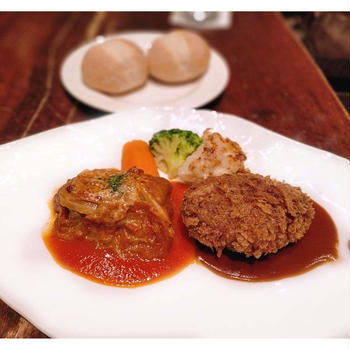 好きな洋食を２種選べるワンプレートと自家製カスタードプリン「グリル満天星 丸ビル店」