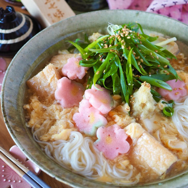 【夜食にも最適！！胃にも優しい】ふわふわ卵と厚揚げのとろみにゅうめん