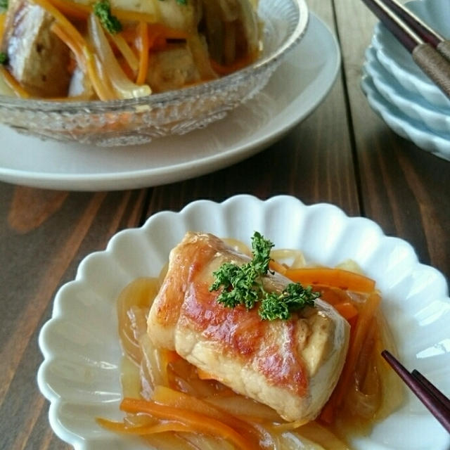 * 中華あんかけの お豆腐肉巻き *