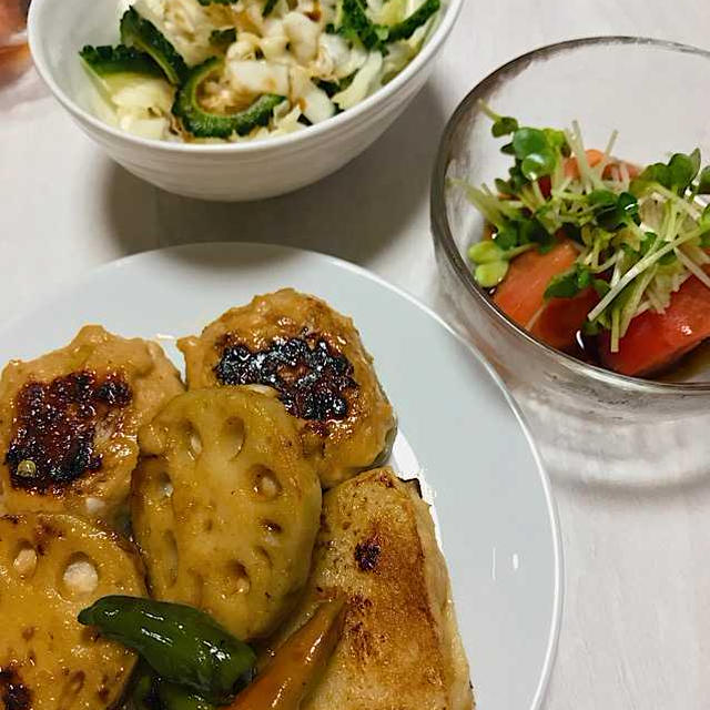 鶏つくねのレンコンの照り焼き