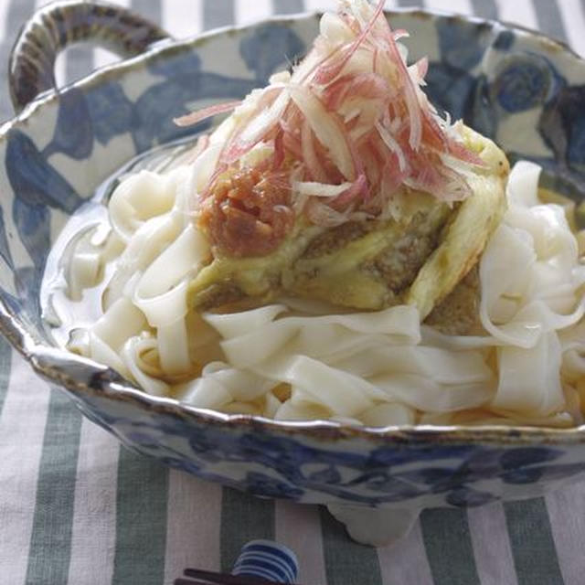 焼きナスとミョウガの梅おろしきしめん