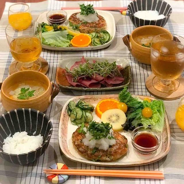 【献立】野菜たっぷりすぎるお豆腐入りハンバーグで夜ごはん