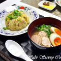 パラパラ炒飯とハーフサイズ鶏叉焼麺
