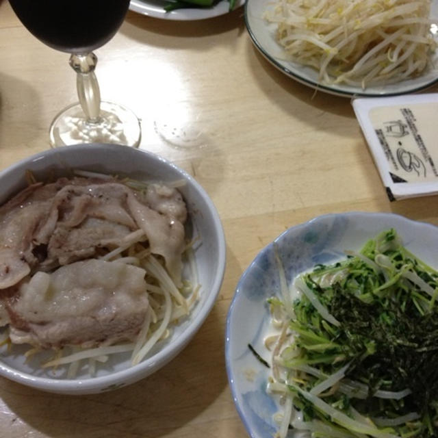 パスタのかわりに豆苗て晩酌
