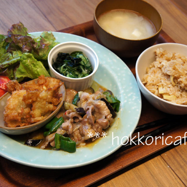 （夕飯）　豚肉と野菜の甘辛炒め