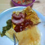夕飯に押し麦スープ＆パンケーキ