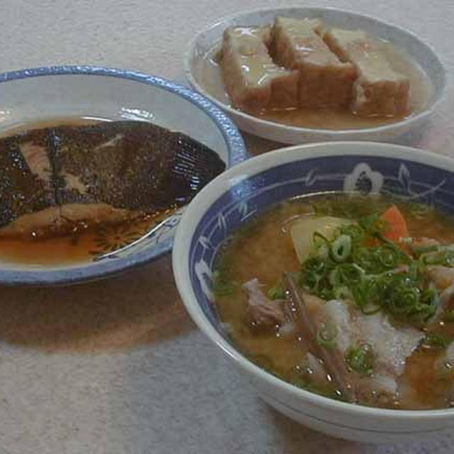 子持ち鰈の煮付け＆豚汁
