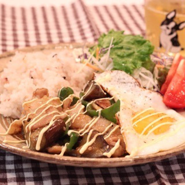 昼カフェ☆豚肉となすびのマヨポン炒め・台風１１号上陸そして停電・・・。