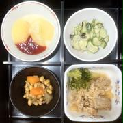 豚肉の生姜焼き、五目豆他の弁当