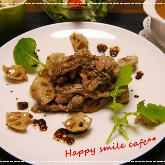 おうちdeばんごはん～豚肉ソテーのバルサミコマスタードソースがけ～