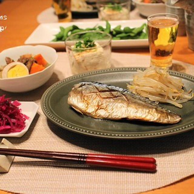 『塩鯖』とストウブで『牛すじ煮込み』の献立。