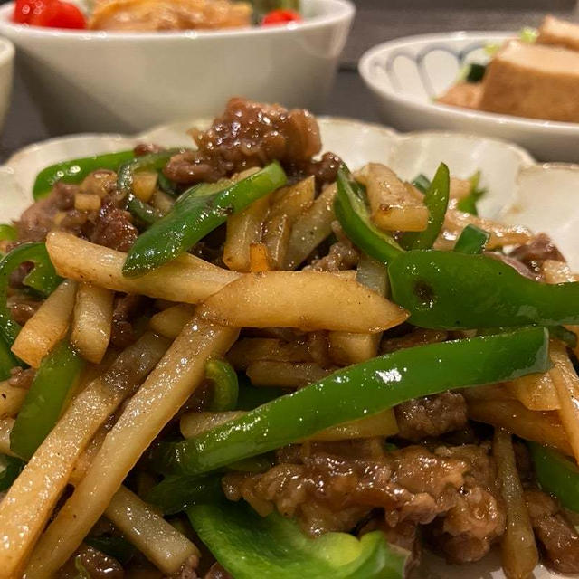 昨日の晩ごはん☆珍しく牛肉のおかず！＾＾