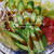 ＜オクラやら茄子やらトマトやらきのこやら野菜たっぷりサラダをぽん酢ジュレで♪＞