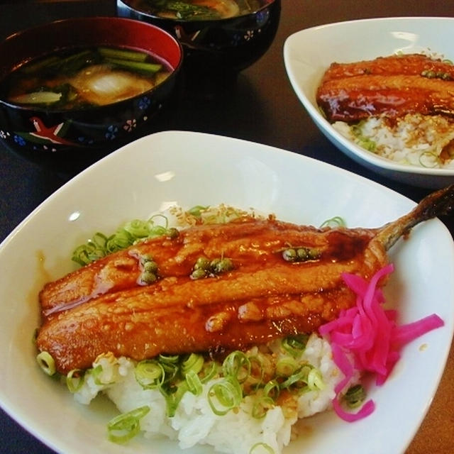 クリンスイ使ってお味噌汁と鰯の蒲焼丼