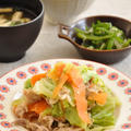 15分136円献立＊電子レンジで2品作る☆豚肉と野菜のみそ炒め定食