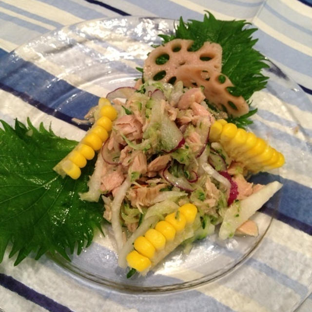 ６月レッスンの中の和風胡麻ダレと梅酢蓮根を他のお料理にアレンジもできちゃいます♪
