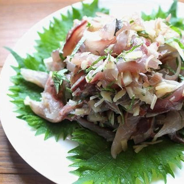 鯵のたたき　豚肉のしょうが焼き