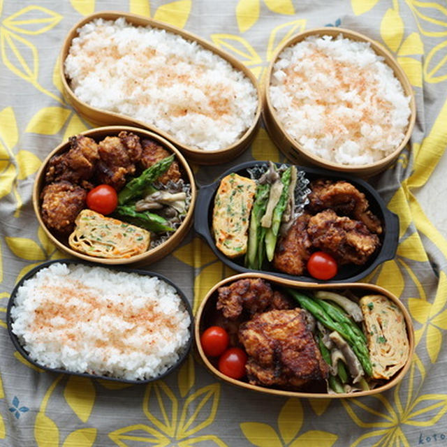 ニラ入り韓国風卵焼き入り♡唐揚げ弁当＆昨晩は初さんま