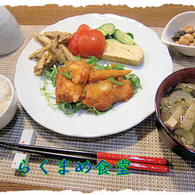 赤魚と厚揚げのオーブン焼き定食と、なるさんのケーキ
