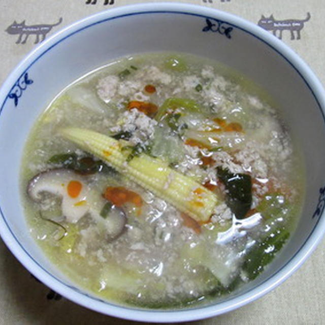 鶏そぼろと野菜の中華風とろみスープ煮