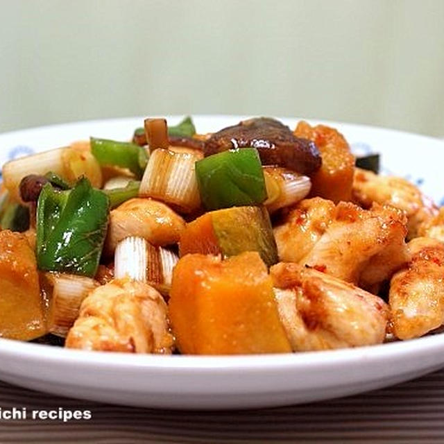 鶏ささみ肉とかぼちゃの中華風味噌炒め＆「白菜と三つ葉の生姜風味漬け」