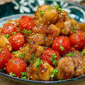 【レシピ】鶏肉とミニトマトのガーリックバジル炒め