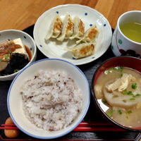 焼き餃子と冷や奴と味噌汁