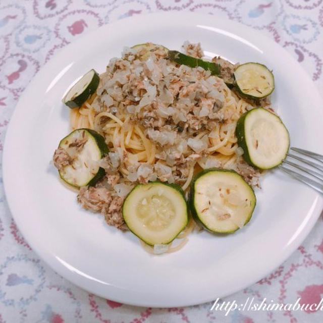 【スパイス大使】GABANタイムを使って、サバ水煮缶とズッキーニのスパゲッティ