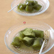 抹茶わらび餅 と 抹茶のババロア。