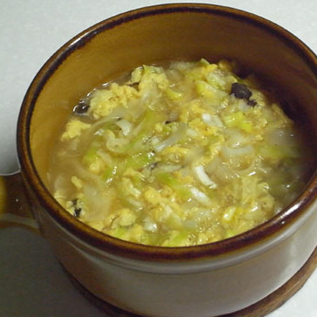 餃子の皮の卵スープ