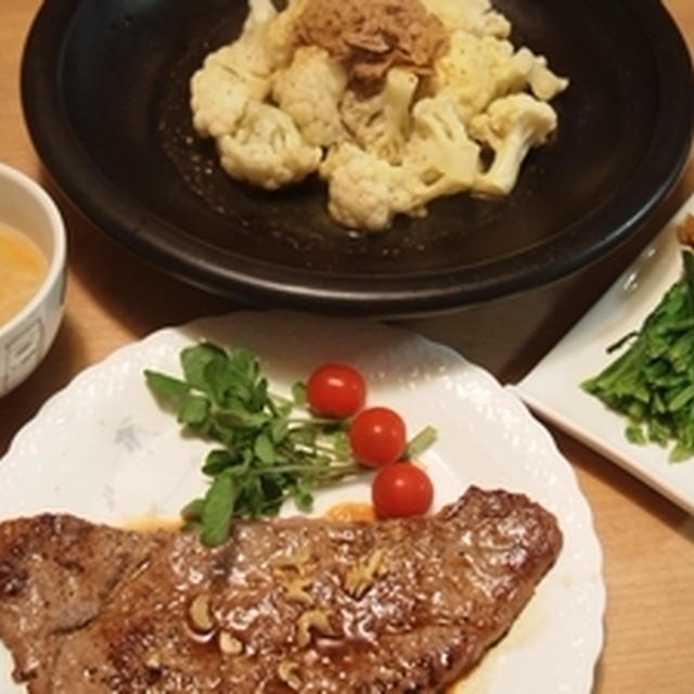 ステーキバルサミコソースとタジンのお献立