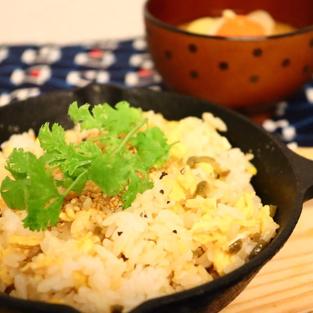 5分でできる❣️オイマヨ卵とザーサイのふんわり炒飯❤️