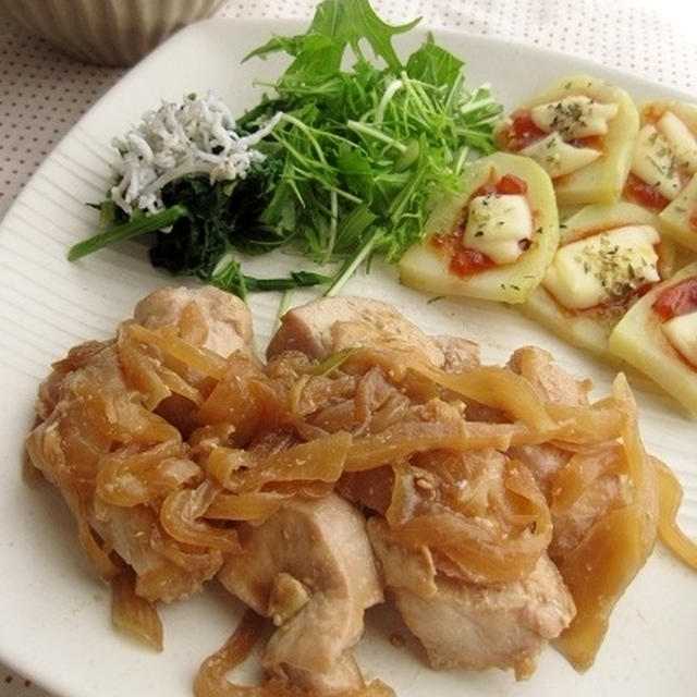 蜂蜜漬け込み胸肉・ジャガイモのピザ風