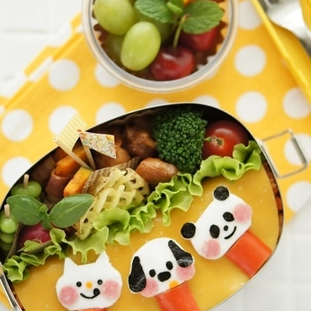 パンダとワンコとねこちゃんのお弁当♪