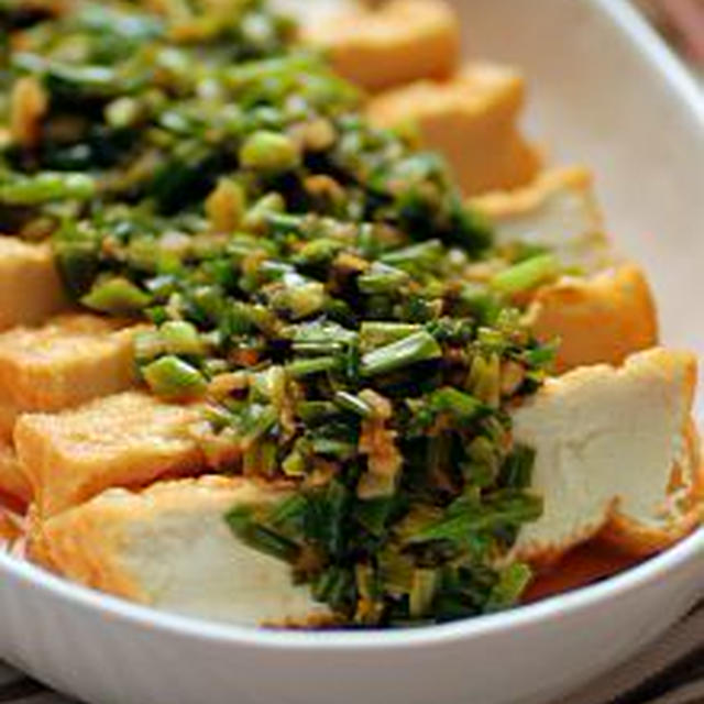 風邪予防！厚揚げの簡単薬味ソースがけ
