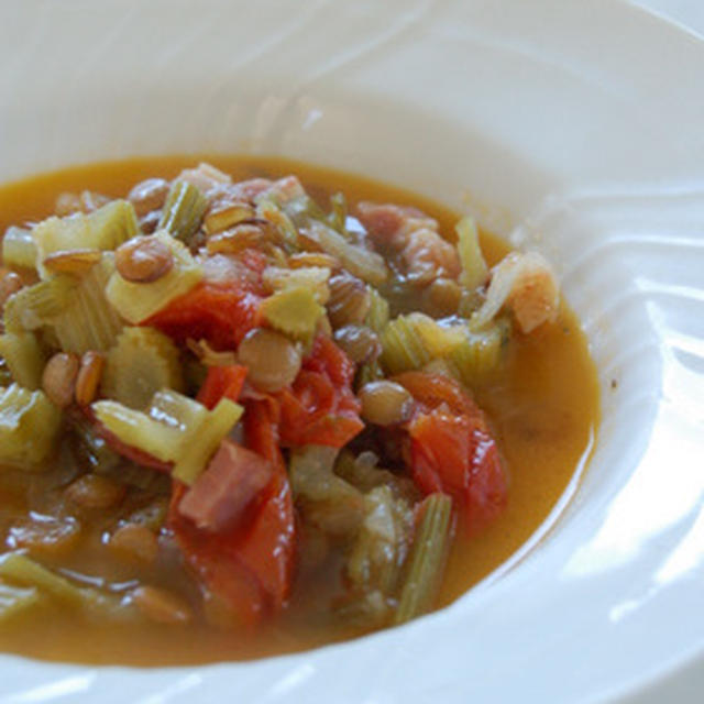 セロリとレンズ豆のスープ