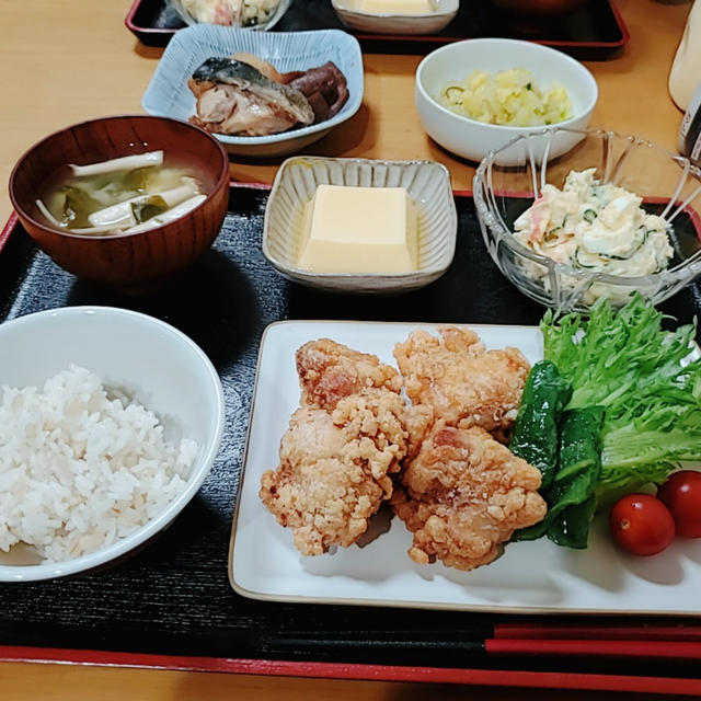 次女が”ポテサラ”をお持ち帰り＆”鶏の唐揚げの晩ごはん