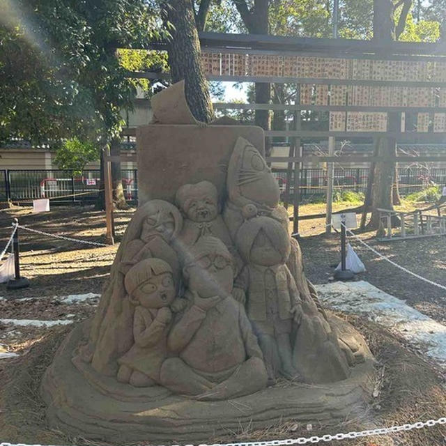 布多天神社の砂アートが鬼太郎！