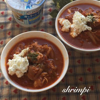 鶏肉のトマキャベツ煮 カッテージチーズのっけ