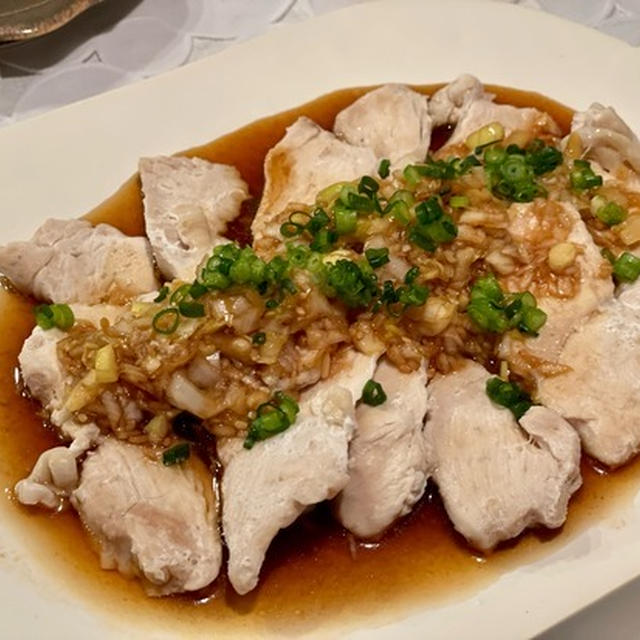 レンチンよだれ鶏と豆豉炒めとカラフル中華サラダの夜ごはん