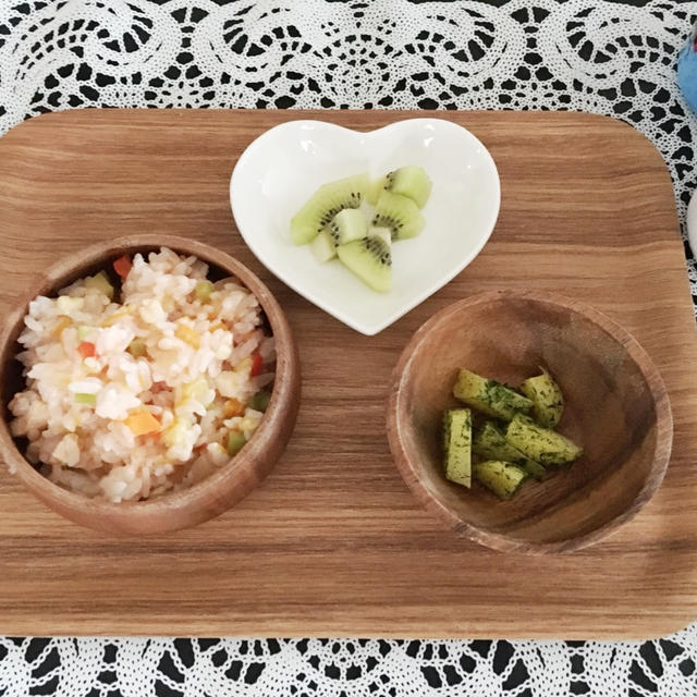 【離乳食完了期】カジキマグロとたっぷり野菜のトマトチーズリゾット