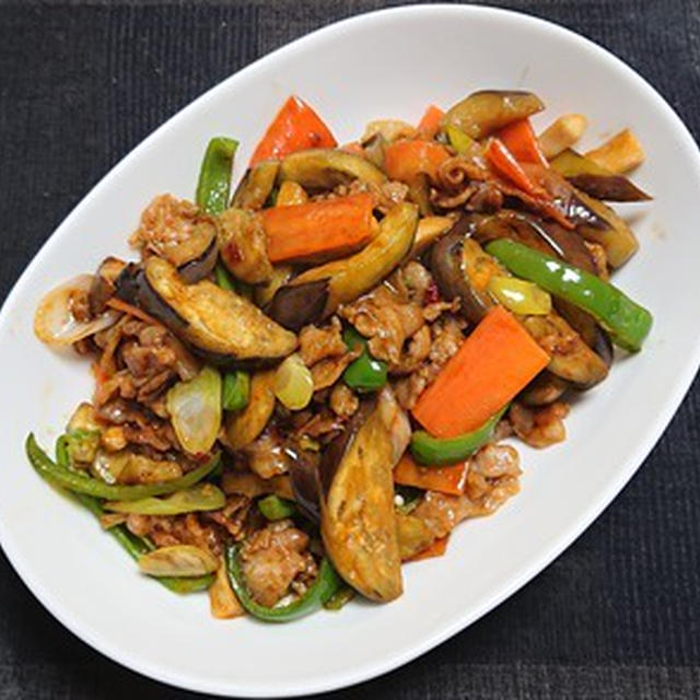 豚肉とナスとピーマン他の中華風甜麺醤炒め