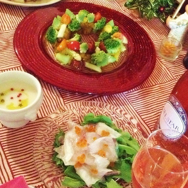 定番サラダ・スープ・チキンのクリスマス
